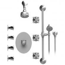 Rubinet T45FMCGDGD - Temperature Control Shower With Three Seperate Volume Controls, Fixed Shower Head, Bar, Integral S