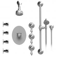 Rubinet T45RMLSNSN - Temperature Control Shower With Three Seperate Volume Controls, Fixed Shower Head, Bar, Integral S