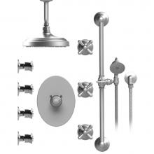 Rubinet T47FMCGDGD - Temperature Control Shower With Three Seperate Volume Controls, Fixed Shower Head, Bar, Integral S