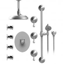 Rubinet T47FMLSNSN - Temperature Control Shower With Three Seperate Volume Controls, Fixed Shower Head, Bar, Integral S