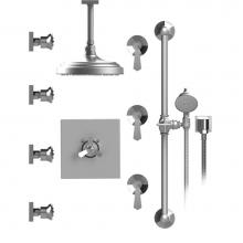 Rubinet T47HXLBBBB - Temperature Control Shower With Three Seperate Volume Controls, Shower Head, Bar, Integral Supply,