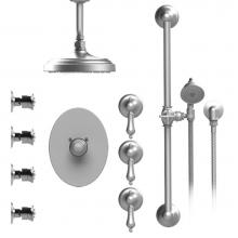 Rubinet T47RMLCHCH - Temperature Control Shower With Three Seperate Volume Controls, Fixed Shower Head, Bar, Integral S