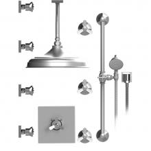 Rubinet T48HXCGDGD - Temperature Control Shower With Three Seperate Volume Controls, Shower Head, Bar, Integral Supply,