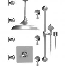 Rubinet T48HXLGDGD - Temperature Control Shower With Three Seperate Volume Controls, Shower Head, Bar, Integral Supply,