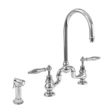 Sigma 7.57486032.26 - Sancerre Bridge Kitchen Faucet with Handspray and 486 Finial Lever in Polished Chrome