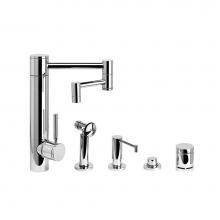 Waterstone 3600-12-4-PG - Waterstone Hunley Kitchen Faucet - 12'' Articulated Spout - 4pc. Suite