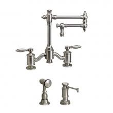 Waterstone 6100-12-2-SG - Waterstone Towson Bridge Faucet - 12'' Articulated Spout - Lever Handles - 2pc. Suite