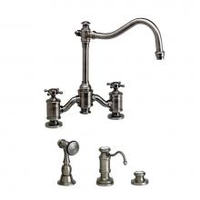 Waterstone 6250-3-SG - Waterstone Annapolis Bridge Faucet - Cross Handles - 3pc. Suite