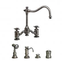 Waterstone 6250-4-SG - Waterstone Annapolis Bridge Faucet - Cross Handles - 4pc. Suite