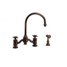 Waterstone 6350-1-WB - Hampton Bridge Faucet - Cross Handles W/ Side Spray