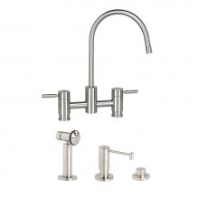 Waterstone 7800-3-SG - Waterstone Parche Bridge Faucet - 3pc. Suite