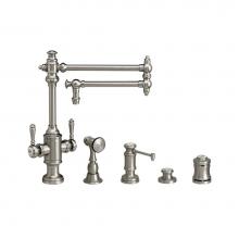 Waterstone 8010-18-4-WB - Towson Two Handle Kitchen Faucet - 18'' Articulated Spout - 4Pc. Suite