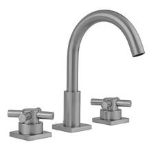 Jaclo 8881-TSQ630-1.2-PCH - Uptown Contempo Faucet with Square Escutcheons & Low Contempo Cross Handles- 1.2 GPM