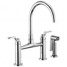 Brizo 62544LF-PC - Litze® Bridge Faucet with Arc Spout and Industrial Handle