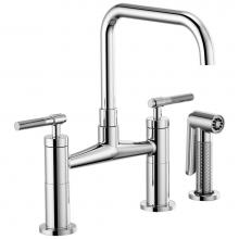 Brizo 62553LF-PC - Litze® Bridge Faucet with Square Spout and Knurled Handle