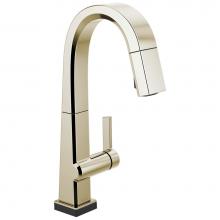 Delta Faucet 9993T-PN-DST - Pivotal™ Single Handle Pull Down Bar/Prep Faucet With Touch2O Technology