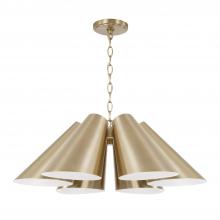 Capital 354961MA - 6-Light Modern Pendant in Matte Brass with Painted White Interior