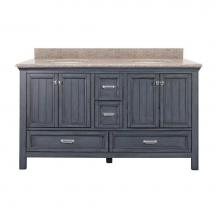 Foremost BABVT6122D-MB - Brantley 61'' Harbor Blue Vanity with Mohave Beige Granite Top