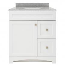 Foremost MXWVT3122-RG - Monterrey 31'' Flat White Vanity with Rushmore Grey Granite Top