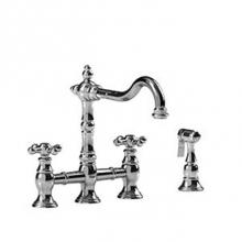 Riobel BR400+C - Bridge kitchen faucet with spray