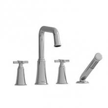 Riobel MMSQ12+C - 4-piece deck-mount tub filler with hand shower