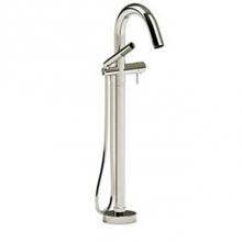 Riobel TRU39PN - 2-way Type T (thermostatic) coaxial floor-mount tub filler with Handshower trim