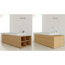 Wet Style MCF60NL-12 - Furniture ''M'' -  Storage Cube Bath With 4 Niches - Left  - Walnut Natural No