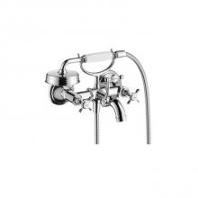 Axor 16561001 - AXOR Montreux 2-Handle Wall-Mounted Tub Filler with Cross Handles and 1.8 GPM Handshower in Chrome