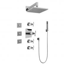 Graff GC1.122A-C9S-PC - Contemporary Square Thermostatic Set w/Body Sprays & Handshower (Rough & Trim)