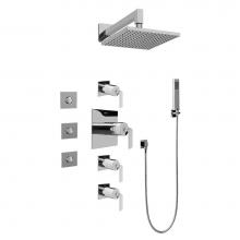 Graff GC1.122A-LM40S-PC - Contemporary Square Thermostatic Set w/Body Sprays & Handshower (Rough & Trim)