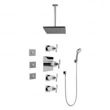 Graff GC1.131A-C9S-PC - Contemporary Square Thermostatic Set w/Body Sprays & Handshower (Rough & Trim)