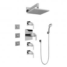 Graff GC1.132A-LM40S-PC - Contemporary Square Thermostatic Set w/Body Sprays & Handshower (Rough & Trim)