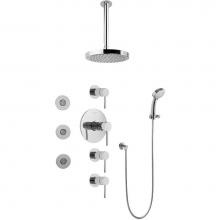 Graff GB1.131A-LM37S-PC - Contemporary Square Thermostatic Set w/Body Sprays & Handshower (Rough & Trim)