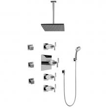 Graff GC1.231A-C9S-PC - Contemporary Square Thermostatic Set w/Body Sprays & Handshower (Rough & Trim)