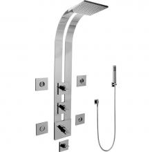 Graff GE1.120A-C14S-PC - Square Thermostatic Ski Shower Set w/Body Sprays & Handshowers (Trim & Rough)