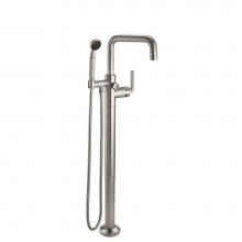 California Faucets 0911-30F.20-MOB - Industrial Single Hole Floor Mount Tub Filler - Low Quad Spout