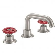 California Faucets 3102WRZB-PC - 8'' Widespread Lavatory Faucet with ZeroDrain - Red Wheel Handles