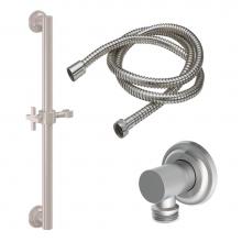 California Faucets 9127-GB24-45X-PC - 24'' Grab Bar Handshower Kit - Cross Handle with Concave Base