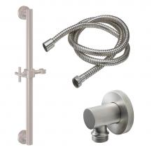 California Faucets 9127-GB24-65-PC - 24'' Grab Bar Handshower Kit - Cross Handle with Round Base