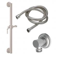 California Faucets 9127-GB24-80-PC - 24'' Grab Bar Handshower Kit - Lever Handle with Concave Base