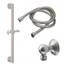 California Faucets 9129-GB24-34-PC - 24'' Grab Bar Handshower Kit - Cross Handle with Line Base