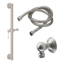 California Faucets 9129-GB24-35-PC - 24'' Grab Bar Handshower Kit - Porcelain Lever Handle with Line Base