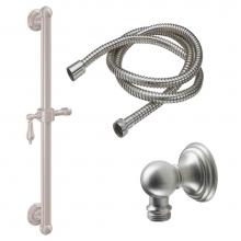 California Faucets 9129-GB24-55-PC - 24'' Grab Bar Handshower Kit - Lever Handle with Line Base