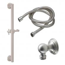 California Faucets 9129-GB24-60-PC - 24'' Grab Bar Handshower Kit - Cross Handle with Line Base