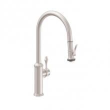 California Faucets K10-100SQ-61-MOB - Pull-Down Kitchen Faucet with Squeeze or Button Sprayer  - High Arc Spout