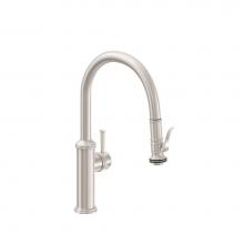 California Faucets K10-102SQ-61-MOB - Pull-Down Kitchen Faucet with Squeeze or Button Sprayer - Low Arc Spout