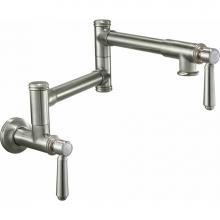 California Faucets K10-201-33-BTB - Pot Filler - Dual Handle Wall Mount - Traditional