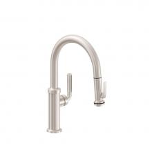 California Faucets K30-102SQ-KL-RBZ - Pull-Down Kitchen Faucet with Squeeze Handle Sprayer - Low Spout