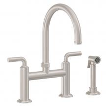 California Faucets K30-120S-TL-PC - Bridge Kitchen Faucet with Sidespray - Arc Spout