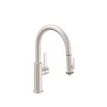 California Faucets K51-102SQ-BFB-RBZ - Pull-Down Kitchen Faucet with Squeeze Handle Sprayer - Low Spout